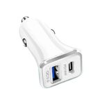 Auto si Moto - Electrice auto - Alte accesorii electrice auto - Incarcator auto pentru telefonul mobil, dual, USB A SI USB C , culoare: alb - Infinity.ro