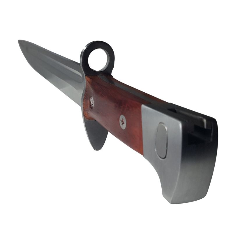 Sport si Outdoor - Camping - Cutite, bricege si accesorii - Cutite si bricege - Set Cutit si Maceta vanatoare, model AK, otel inoxidabil, 39 cm, argintiu - Infinity.ro