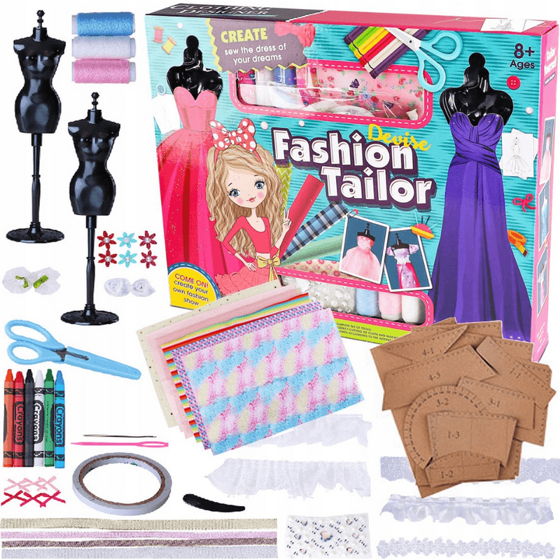 Jucarii, Copii si Bebe - Jucarii si jocuri - Jucarii & jocuri educative - Jocuri si jucarii educative - Set creativ pentru viitorul designer de moda, Fashion tailor, Multicolor - Infinity.ro