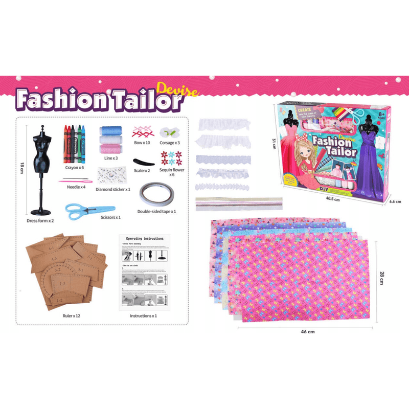 Jucarii, Copii si Bebe - Jucarii si jocuri - Jucarii & jocuri educative - Jocuri si jucarii educative - Set creativ pentru viitorul designer de moda, Fashion tailor, Multicolor - Infinity.ro