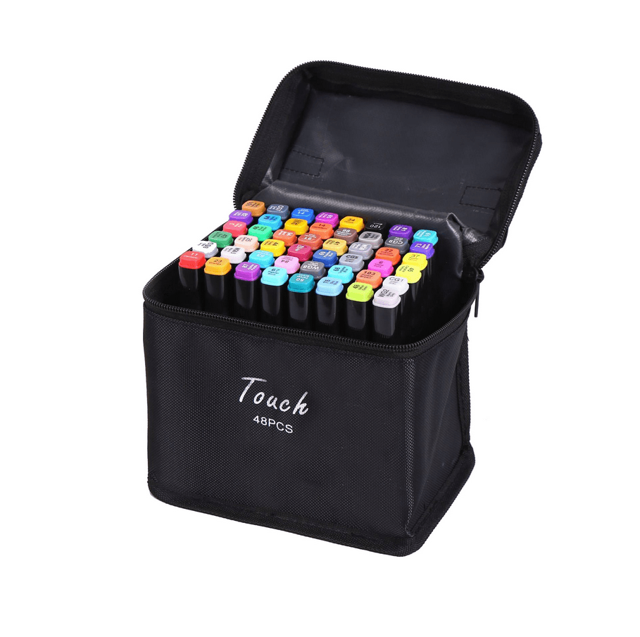 Set 48 markere, 2 capete subtire si gros, geanta de depozitare, Multicolor