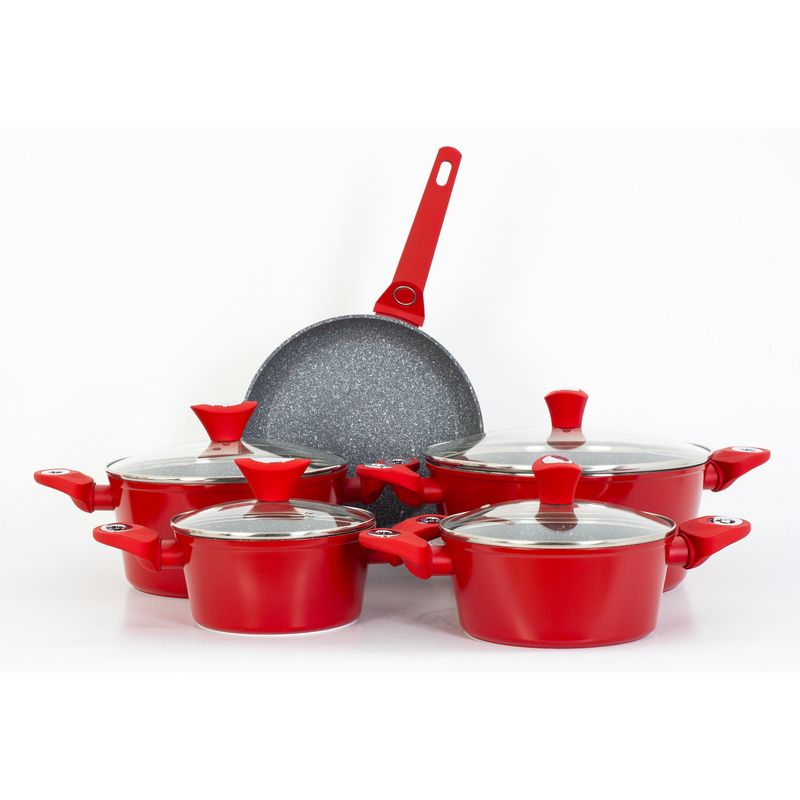 Casa si Gradina - Bucatarie si vesela - Vase pentru gatit - Oale si cratite - Set oale 9 piese, Zilan ZLN-3260, Material aluminiu, Interior granit, Compatibil inductie - Infinity.ro