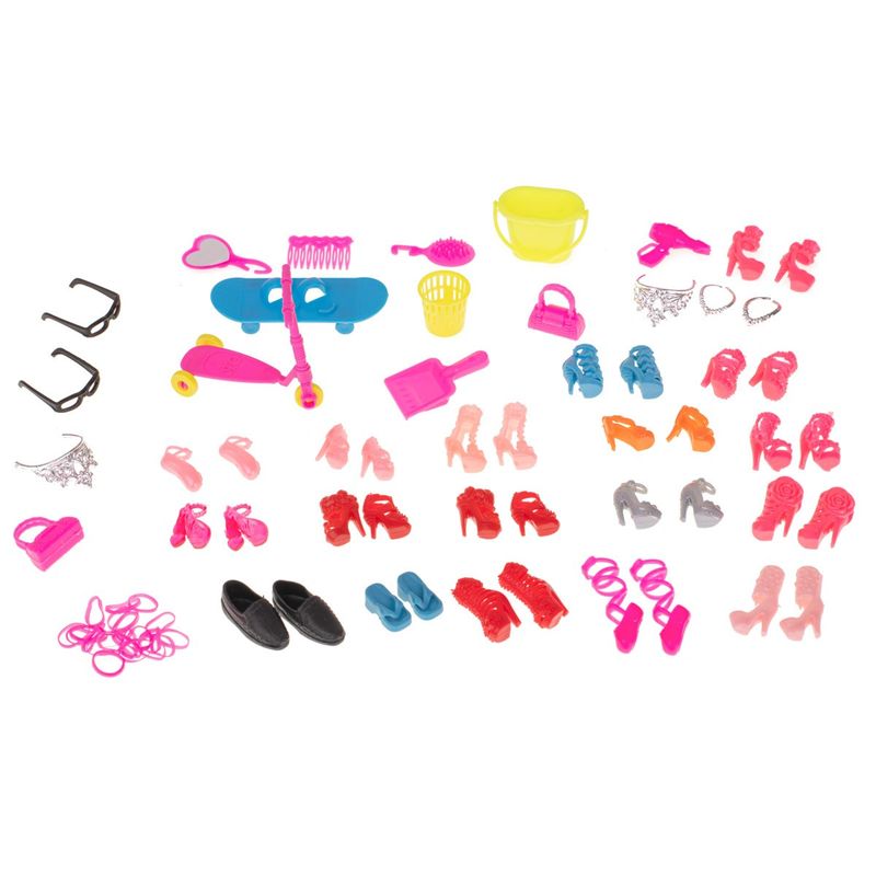 Jucarii, Copii si Bebe - Jucarii si jocuri - Papusi si accesorii - Papusi - Set 85 haine si accesorii pentru papusi, 3 ani +, Multicolor - Infinity.ro