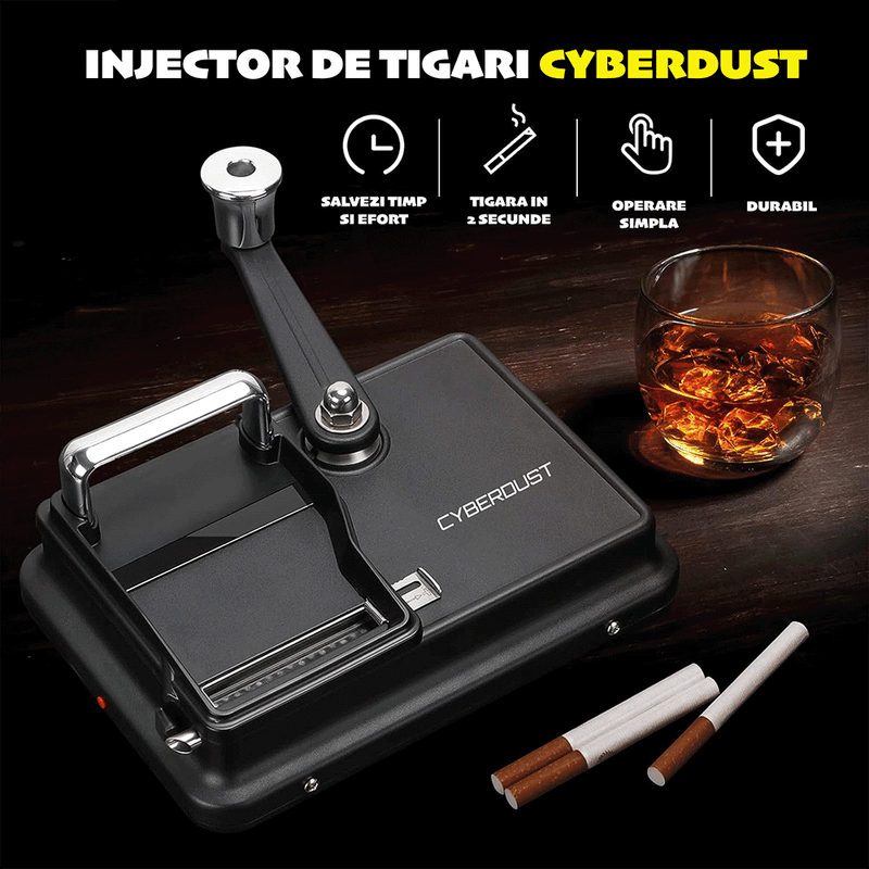 Market - Tutun si tigari - Articole si accesorii tutun - Masina Manuala de Rulat Tigari CYBERDUST, Injector de Tutun de Precizie, Maneta Finisata pentru Confort - Infinity.ro