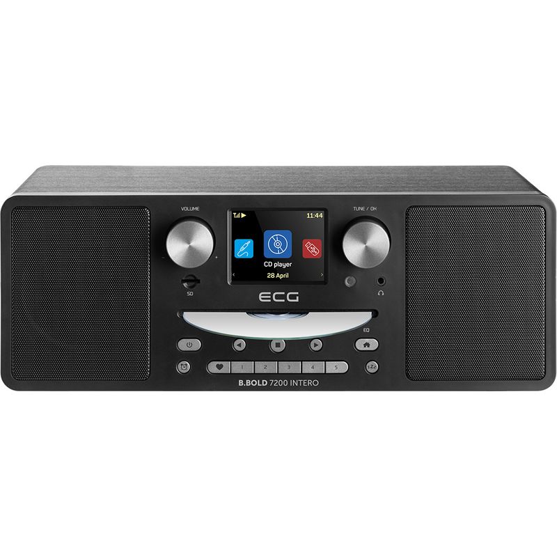 TV, Audio-Video si Foto - Portabile audio - Radio - Internet radio ECG B.BOLD 7200 Intero Black, FM + DAB, stereo 2 × 10 W, CD audio si MP3, Bluetooth, USB, carcasa lemn - Infinity.ro