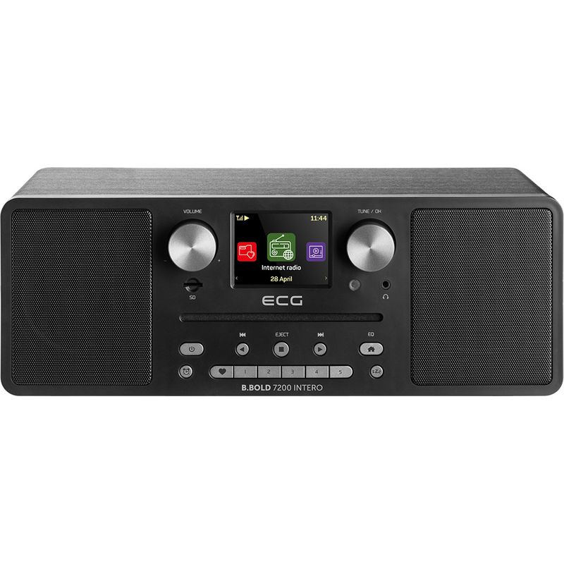 TV, Audio-Video si Foto - Portabile audio - Radio - Internet radio ECG B.BOLD 7200 Intero Black, FM + DAB, stereo 2 × 10 W, CD audio si MP3, Bluetooth, USB, carcasa lemn - Infinity.ro