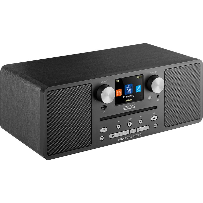 TV, Audio-Video si Foto - Portabile audio - Radio - Internet radio ECG B.BOLD 7200 Intero Black, FM + DAB, stereo 2 × 10 W, CD audio si MP3, Bluetooth, USB, carcasa lemn - Infinity.ro