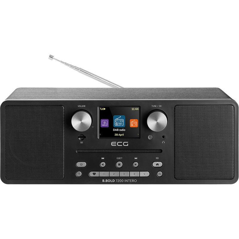 TV, Audio-Video si Foto - Portabile audio - Radio - Internet radio ECG B.BOLD 7200 Intero Black, FM + DAB, stereo 2 × 10 W, CD audio si MP3, Bluetooth, USB, carcasa lemn - Infinity.ro