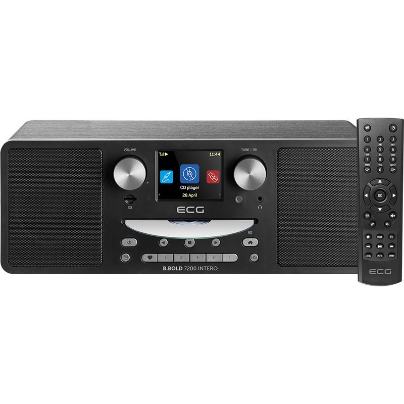 TV, Audio-Video si Foto - Portabile audio - Radio - Internet radio ECG B.BOLD 7200 Intero Black, FM + DAB, stereo 2 × 10 W, CD audio si MP3, Bluetooth, USB, carcasa lemn - Infinity.ro
