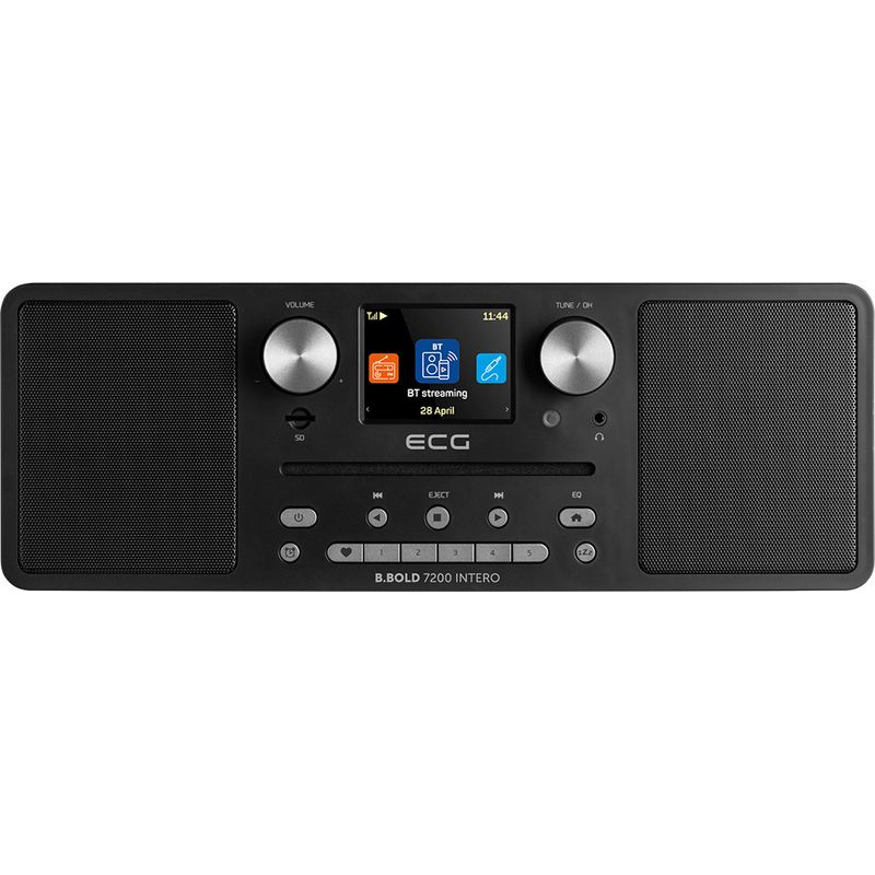 TV, Audio-Video si Foto - Portabile audio - Radio - Internet radio ECG B.BOLD 7200 Intero Black, FM + DAB, stereo 2 × 10 W, CD audio si MP3, Bluetooth, USB, carcasa lemn - Infinity.ro
