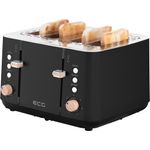 Electronice si Electrocasnice - Electrocasnice bucatarie - Preparare paine - Prajitoare de paine - Prajitor de paine ECG ST 4768 Timber Black, 1850 W, 4 felii, 7 grade de rumenire, otel inoxidabil si elemente din lemn - Infinity.ro