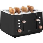 Electronice si Electrocasnice - Electrocasnice bucatarie - Preparare paine - Prajitoare de paine - Prajitor de paine ECG ST 4768 Timber Black, 1850 W, 4 felii, 7 grade de rumenire, otel inoxidabil si elemente din lemn - Infinity.ro