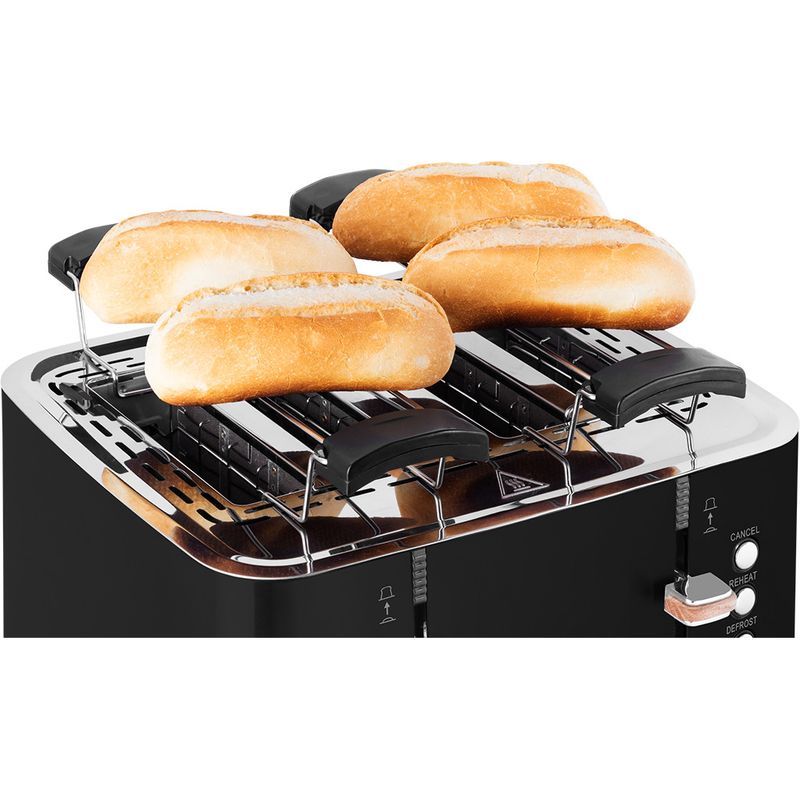 Electronice si Electrocasnice - Electrocasnice bucatarie - Preparare paine - Prajitoare de paine - Prajitor de paine ECG ST 4768 Timber Black, 1850 W, 4 felii, 7 grade de rumenire, otel inoxidabil si elemente din lemn - Infinity.ro