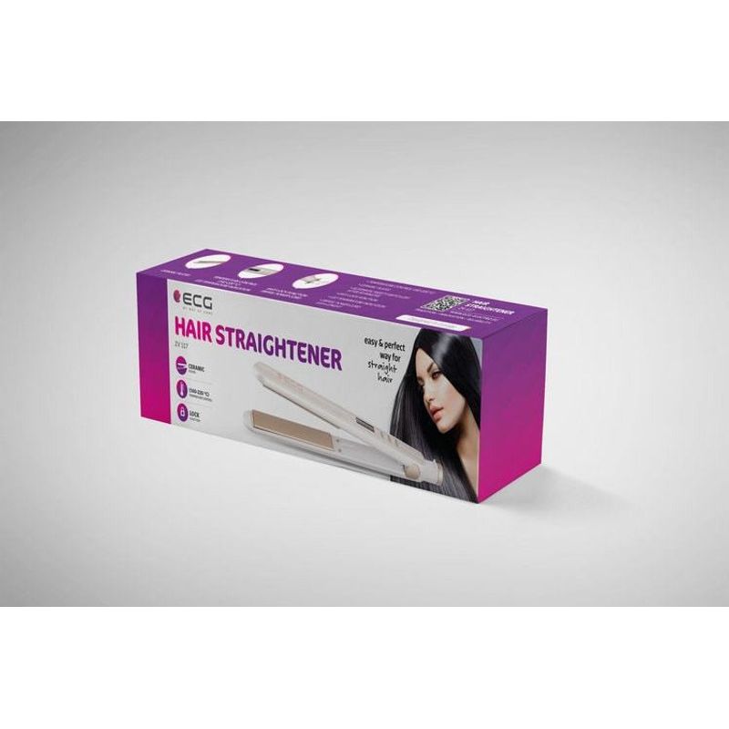 Ingrijire personala si Cosmetice/Aparate & accesorii ingrijire personala/Hair styling/Placi de indreptat parul - Placa de indreptat parul ECG ZV 117, 220 grade, LCD, invelis ceramic - Infinity.ro