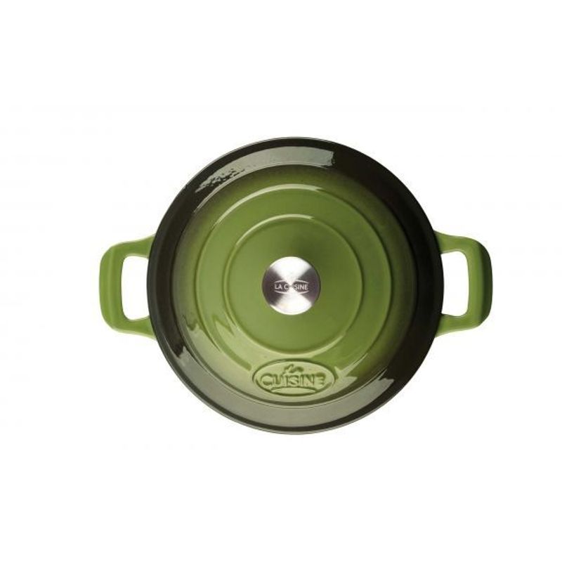 Casa si Gradina - Bucatarie si vesela - Vase pentru gatit - Oale si cratite - Cratita fonta emailata cu capac 26cm Green - Infinity.ro