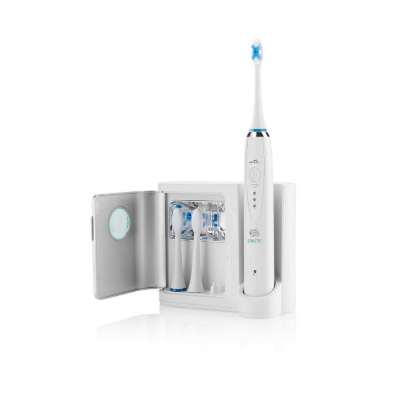 Ingrijire personala si Cosmetice - Igiena dentara - Periute de dinti electrice - Set 2 x Periuta de dinti electrica sonica ETA Sonetic 3707 90010, dezinfectare UV, IPX7, MicroBUBBLES, alb si negru - Infinity.ro