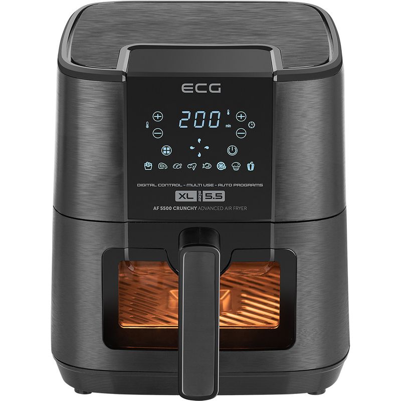 Electronice si Electrocasnice - Electrocasnice bucatarie - Aparate de gatit & desert - Friteuze - Friteuza cu aer cald ECG AF 5500 Crunchy, 5.5 L, 1350 W, control temperatura 80-200°C - Infinity.ro
