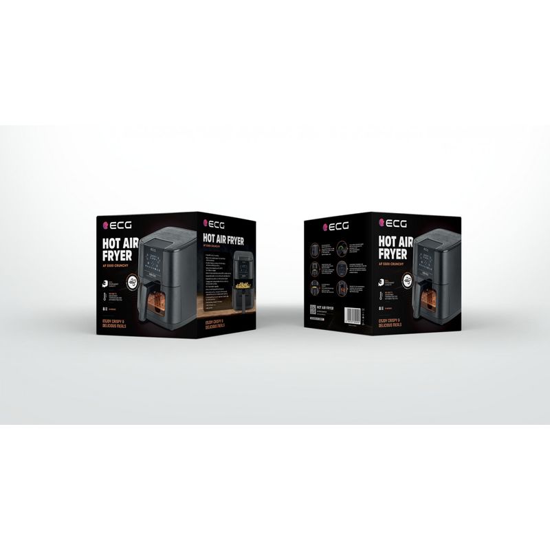 Electronice si Electrocasnice - Electrocasnice bucatarie - Aparate de gatit & desert - Friteuze - Friteuza cu aer cald ECG AF 5500 Crunchy, 5.5 L, 1350 W, control temperatura 80-200°C - Infinity.ro
