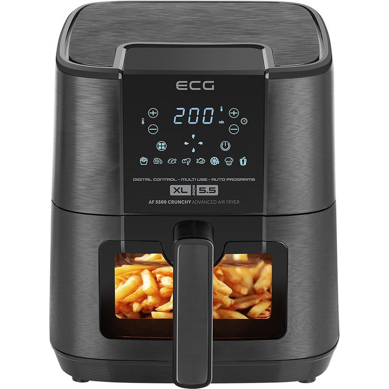 Electronice si Electrocasnice - Electrocasnice bucatarie - Aparate de gatit & desert - Friteuze - Friteuza cu aer cald ECG AF 5500 Crunchy, 5.5 L, 1350 W, control temperatura 80-200°C - Infinity.ro