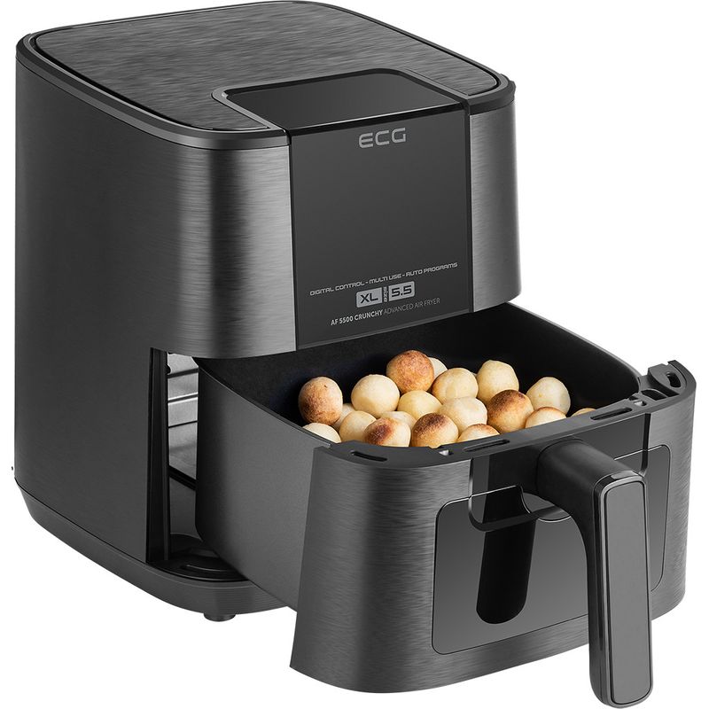 Electronice si Electrocasnice - Electrocasnice bucatarie - Aparate de gatit & desert - Friteuze - Friteuza cu aer cald ECG AF 5500 Crunchy, 5.5 L, 1350 W, control temperatura 80-200°C - Infinity.ro