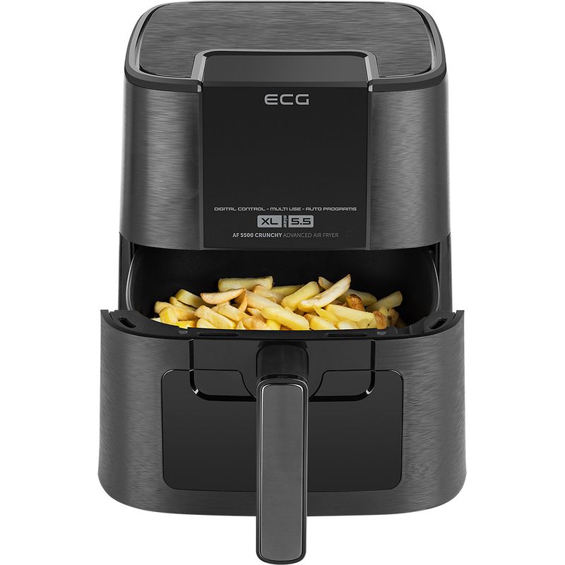 Electronice si Electrocasnice - Electrocasnice bucatarie - Aparate de gatit & desert - Friteuze - Friteuza cu aer cald ECG AF 5500 Crunchy, 5.5 L, 1350 W, control temperatura 80-200°C - Infinity.ro
