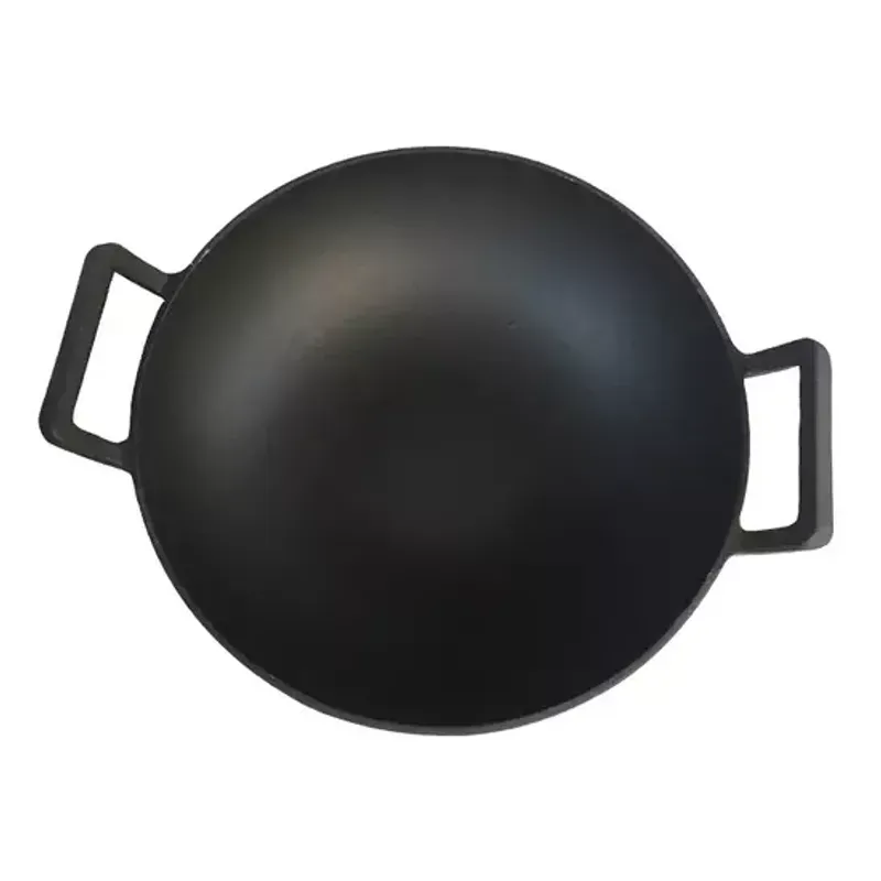Casa si Gradina - Bucatarie si vesela - Vase pentru gatit - Oale si cratite - Wok Traditional Chinezesc din Fonta cu Capac din Lemn  Mare, 36,5 cm - Infinity.ro