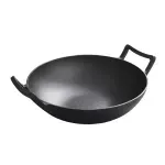 Casa si Gradina - Bucatarie si vesela - Vase pentru gatit - Oale si cratite - Wok Traditional Chinezesc din Fonta cu Capac din Lemn  Mare, 36,5 cm - Infinity.ro
