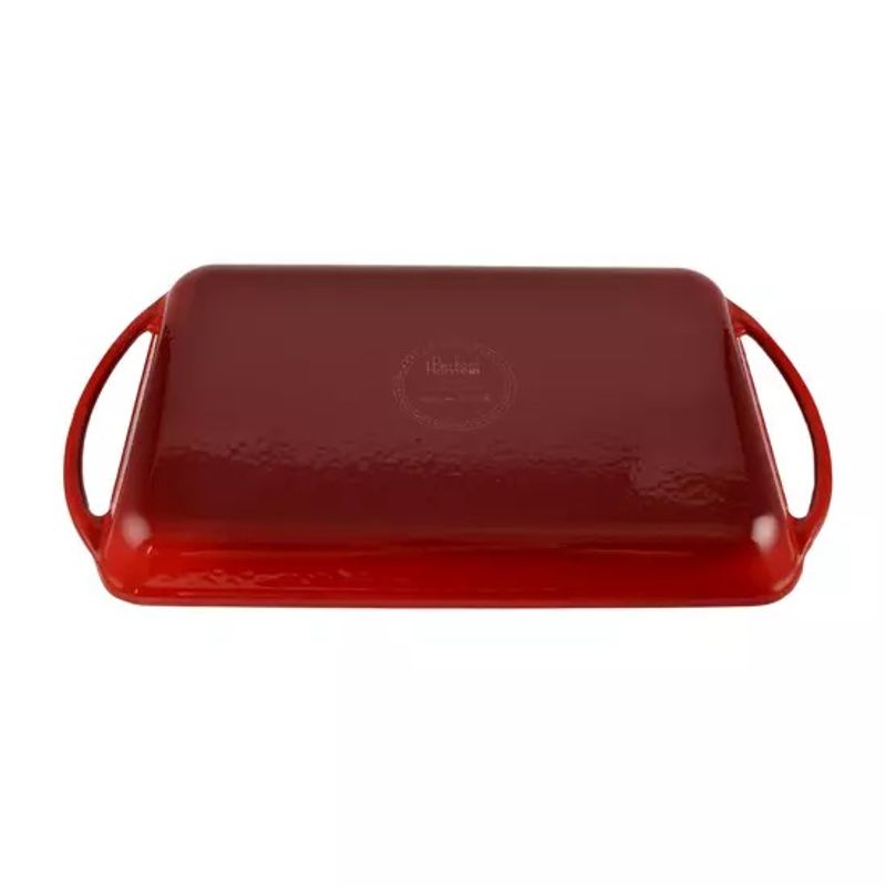 Casa si Gradina - Bucatarie si vesela - Vase pentru gatit - Tavi copt - Tava Grill din Fonta Emailata  33x21,5 cm, Rosie - Infinity.ro