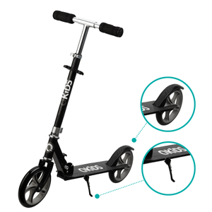 Trotineta freestyle, QKIDS, WEISS Black, Ghidon reglabil pe 3 trepte, Amortizor Easy&amp;Up, Platforma anti-derapanta, Pliabila, Aluminiu