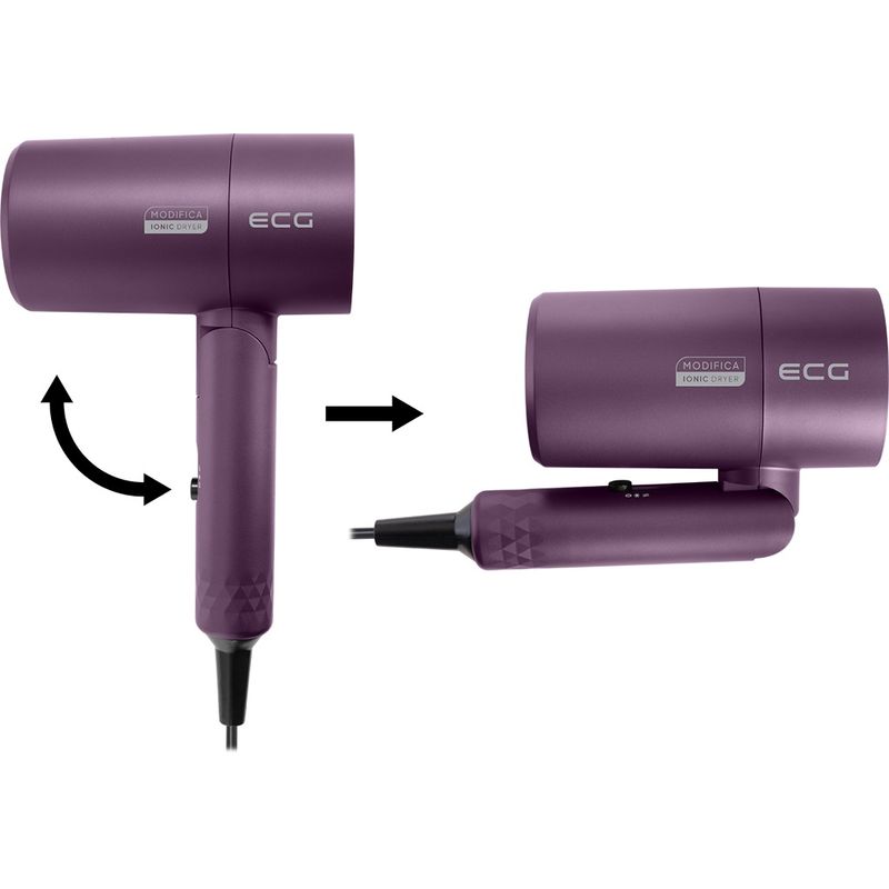 Ingrijire personala si Cosmetice - Aparate & accesorii ingrijire personala - Hair styling - Uscatoare de par - Uscator de par cu ionizare ECG Modifica Chiara, 1600 W, 2 niveluri de temperatura, concentrator, violet - Infinity.ro