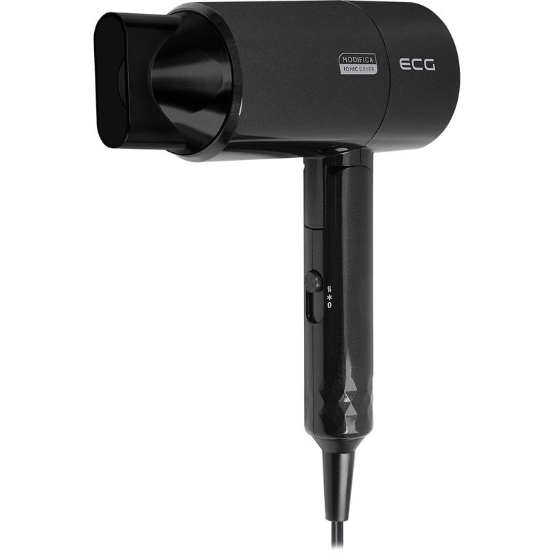 Ingrijire personala si Cosmetice - Aparate & accesorii ingrijire personala - Hair styling - Uscatoare de par - Uscator de par cu ionizare ECG Modifica Nera, 1600 W, 2 niveluri de temperatura, concentrator, negru - Infinity.ro