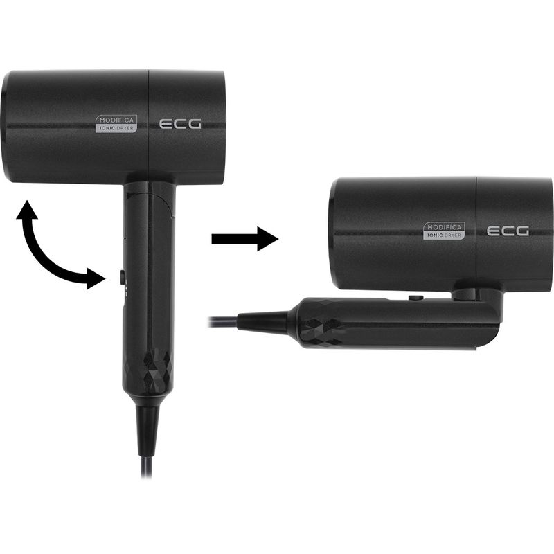 Ingrijire personala si Cosmetice - Aparate & accesorii ingrijire personala - Hair styling - Uscatoare de par - Uscator de par cu ionizare ECG Modifica Nera, 1600 W, 2 niveluri de temperatura, concentrator, negru - Infinity.ro