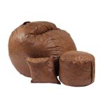 Casa si Gradina - Mobilier - Scaune si fotolii - Fotolii - Set Fotoliu Matusalem cu Otoman (suport picioare) si perna, material textil, Maro cafea - Infinity.ro