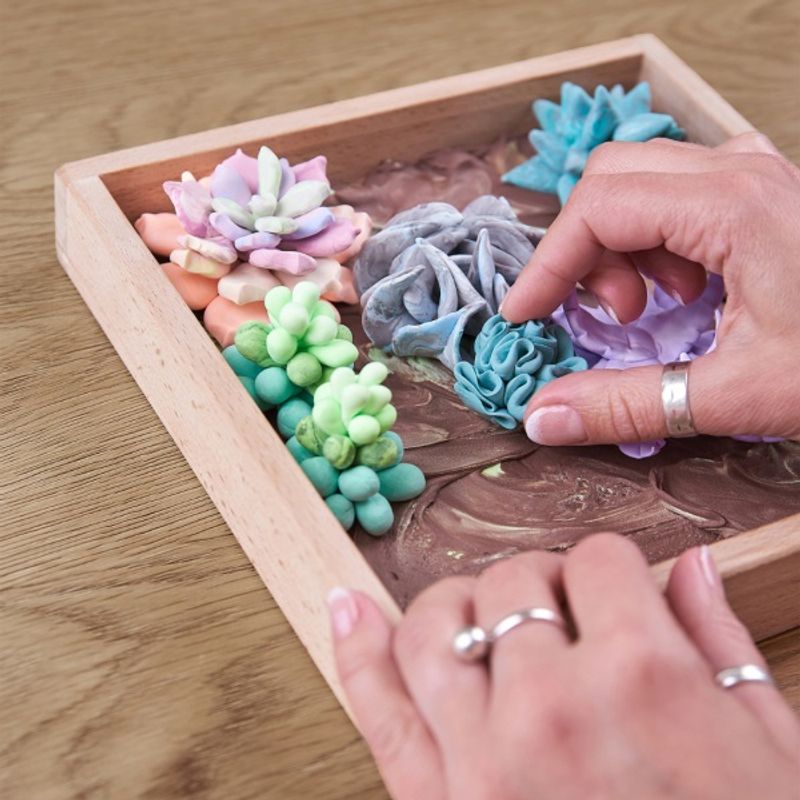 Carti si Birotica - Rechizite - Plastilina - Set creatie Wood & Craft - Succulents, 21*21cm - Tenderness - Infinity.ro