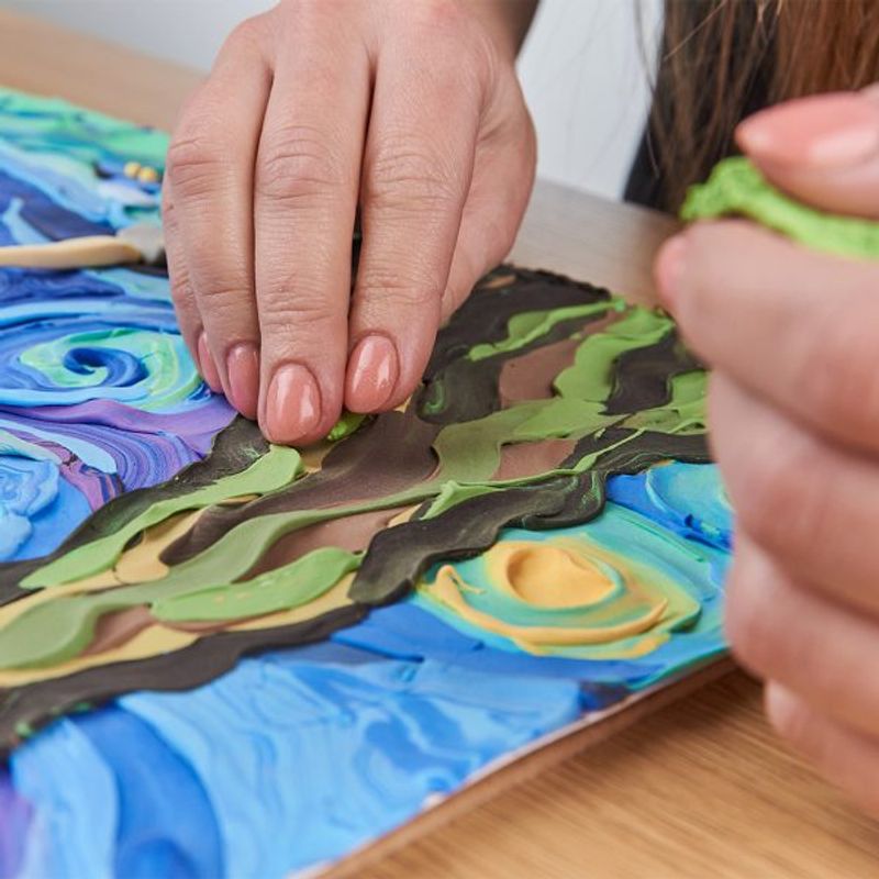 Carti si Birotica - Rechizite - Plastilina - Set pictura 3D cu argila usoara, 30*40cm - Starry Night - Infinity.ro