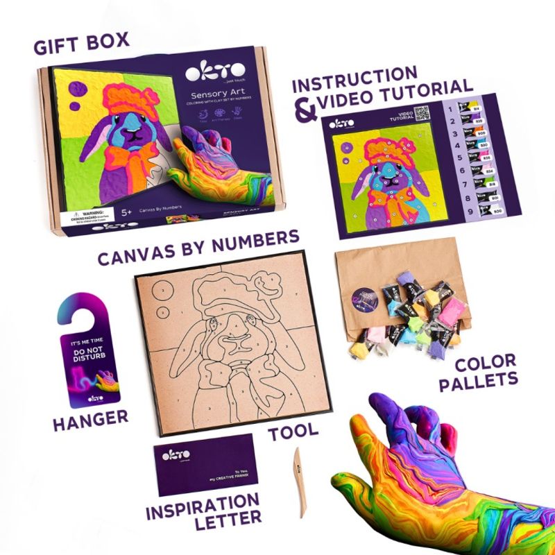 Carti si Birotica - Rechizite - Plastilina - Set pictura cu argila usoara, 29*29 cm - Bunny - Infinity.ro