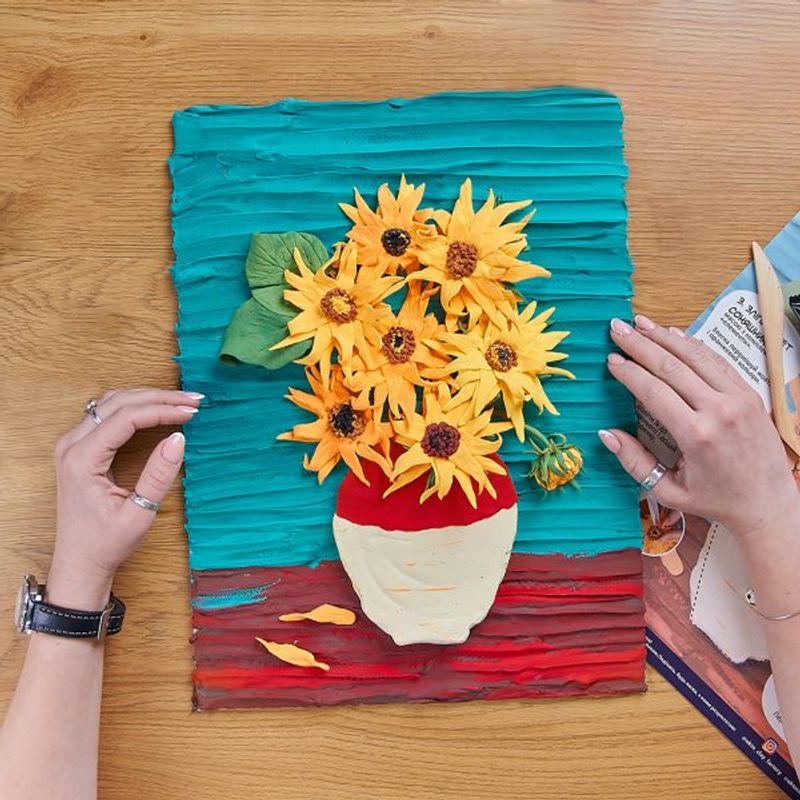 Carti si Birotica - Rechizite - Plastilina - Set pictura 3D cu argila usoara, 30*40cm - Sunflowers - Infinity.ro