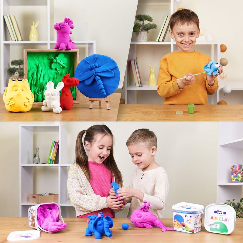 Carti si Birotica - Rechizite - Plastilina - Air Clay pentru modelaj, 200g, Okto - Verde - Infinity.ro