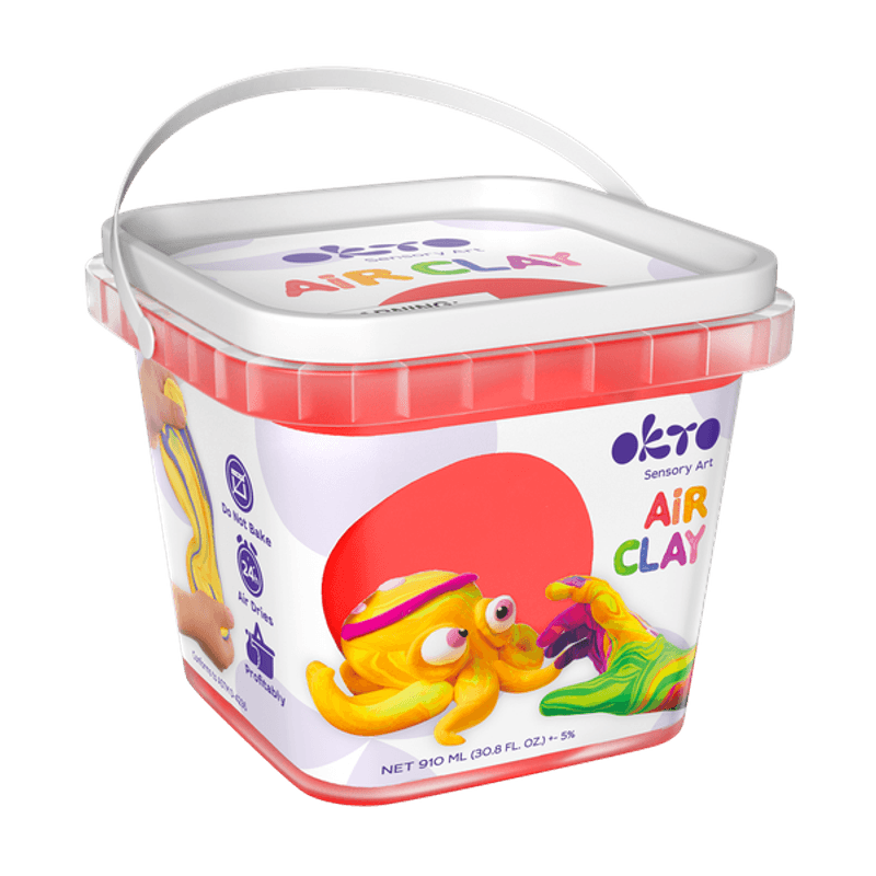 Carti si Birotica - Rechizite - Plastilina - Air Clay pentru modelaj, 200g, Okto - Rosu - Infinity.ro