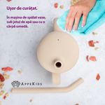 Jucarii, Copii si Bebe - Hrana si alaptare - Biberoane, suzete si accesorii hranire - Cani, pahare si accesorii bebe - Cana din silicon cu pai, AppeKids - Bubble Beige - Infinity.ro