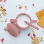 Jucarii, Copii si Bebe - Hrana si alaptare - Biberoane, suzete si accesorii hranire - Cani, pahare si accesorii bebe - Cana din silicon cu pai, AppeKids - Old Rose - Infinity.ro