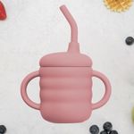 Jucarii, Copii si Bebe - Hrana si alaptare - Biberoane, suzete si accesorii hranire - Cani, pahare si accesorii bebe - Cana din silicon cu pai, AppeKids - Old Rose - Infinity.ro