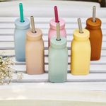 Jucarii, Copii si Bebe - Hrana si alaptare - Biberoane, suzete si accesorii hranire - Cani, pahare si accesorii bebe - Sticla cu pai din silicon, Minikoioi - Aqua Green - Infinity.ro