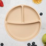 Jucarii, Copii si Bebe - Hrana si alaptare - Biberoane, suzete si accesorii hranire - Articole hranire bebelusi - Farfurie compartimentata din silicon cu ventuza, AppeKids - Bubble Beige - Infinity.ro