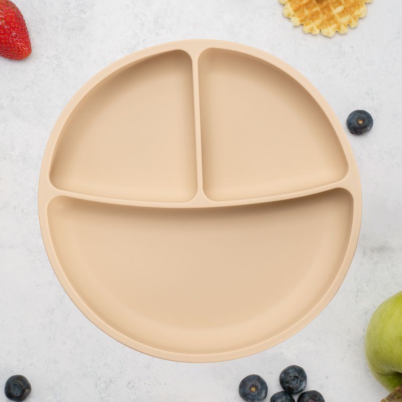 Jucarii, Copii si Bebe - Hrana si alaptare - Biberoane, suzete si accesorii hranire - Articole hranire bebelusi - Farfurie compartimentata din silicon cu ventuza, AppeKids - Bubble Beige - Infinity.ro