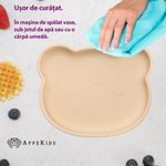 Jucarii, Copii si Bebe - Hrana si alaptare - Biberoane, suzete si accesorii hranire - Articole hranire bebelusi - Farfurie din silicon cu ventuza, AppeKids, The Little Bear - Bubble Beige - Infinity.ro