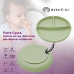 Jucarii, Copii si Bebe - Hrana si alaptare - Biberoane, suzete si accesorii hranire - Articole hranire bebelusi - Farfurie compartimentata din silicon cu ventuza, AppeKids - Raw Green - Infinity.ro