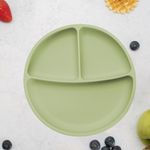 Jucarii, Copii si Bebe - Hrana si alaptare - Biberoane, suzete si accesorii hranire - Articole hranire bebelusi - Farfurie compartimentata din silicon cu ventuza, AppeKids - Raw Green - Infinity.ro