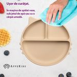 Jucarii, Copii si Bebe - Hrana si alaptare - Biberoane, suzete si accesorii hranire - Articole hranire bebelusi - Farfurie compartimentata din silicon cu ventuza, AppeKids - Kitty - Bubble Beige - Infinity.ro