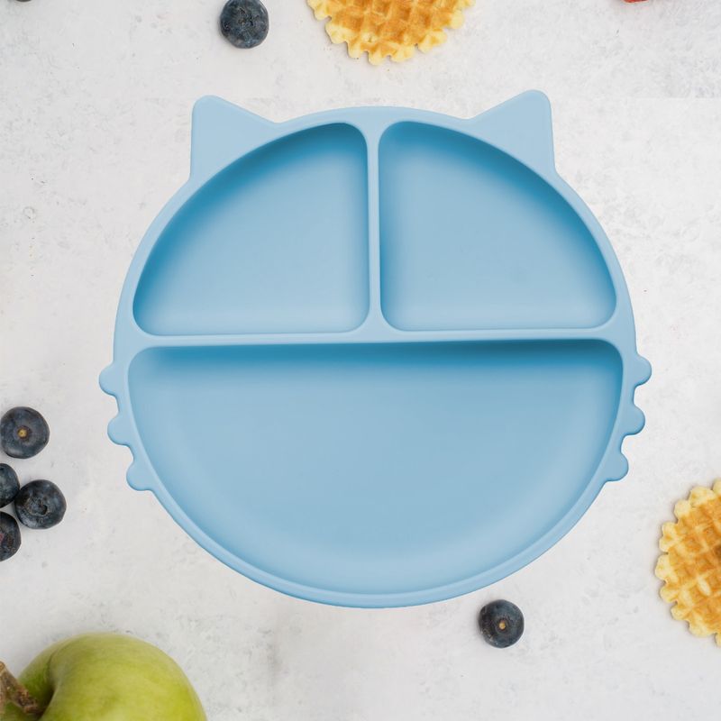 Jucarii, Copii si Bebe - Hrana si alaptare - Biberoane, suzete si accesorii hranire - Articole hranire bebelusi - Farfurie compartimentata din silicon cu ventuza, AppeKids - Kitty - Aqua Blue - Infinity.ro